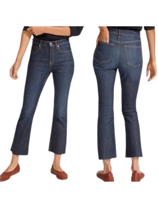 Everlane Denim - Everlane Dark Blue High-Rise Cropped Flare Jeans
